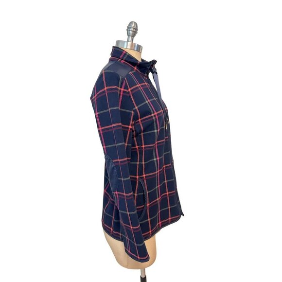 T by Talbots Women’s Size Medium Petite Mp Plaid Terry Jacket Full Zip - Picture 3 of 6